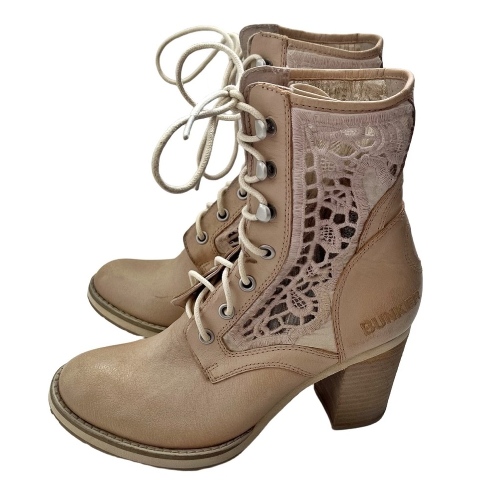 Women's Tan Ankle Boots with Lace Detail